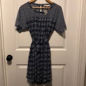 Blue and white dress